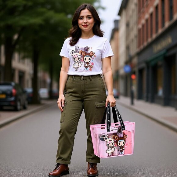 Large Clear Tote Bag PVC Plastic Handbag with Metal Button for Travel and Events - Picture 2 of 7